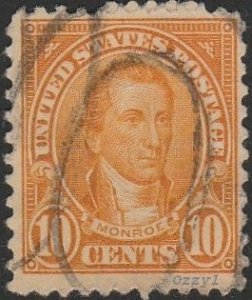 USA #642 1927 10c Orange James Monroe USED-NH.