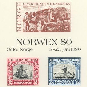 Norwex 1980 Philatelic Exhibition Vignette Souvenir Card USPS Oslo Norway