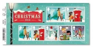 Great Britain 2014 Christmas set of 7 perforated stamps in block MNH