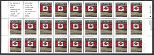 Canada #1359b 43¢ Flag over Prairie (1992). Pane of 25 stamps. MNH