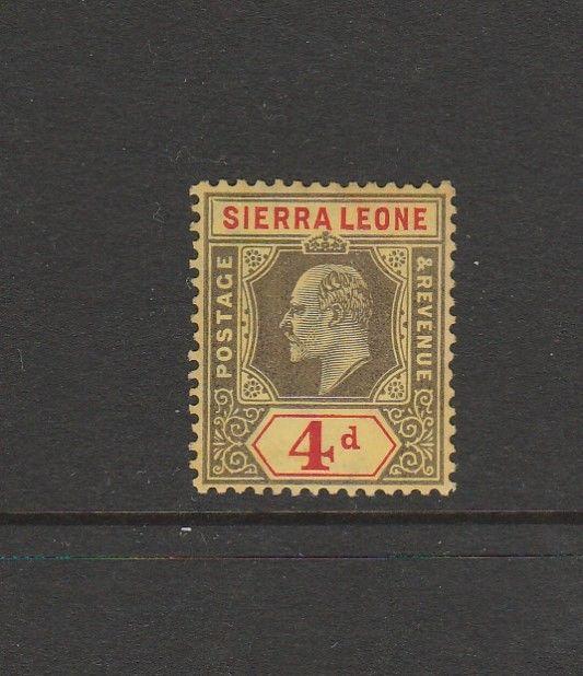 Sierra Leone 1907/12 4d Black & red/Yellow MM SG 105