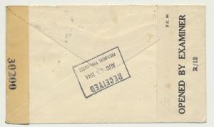 KUT (MOMBASA) TO USA 1944 CENSOR (UNLISTED R/12) COVER,2sh RATE SCARCE(SEE BELOW