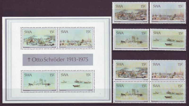 Z402 Jlstamps 1975 south west africa set + ss + blk,s 4 mnh #380-3 and 383a&b