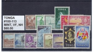 TONGA #100-13 MINT, VF, NH COMPLETE SET