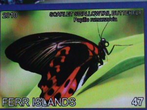 ​FERR ISLAND STAMP-2010 COLORFUL BEAUTIFUL LOVELY BUTTERFLY MNH MINI SHEET-VF