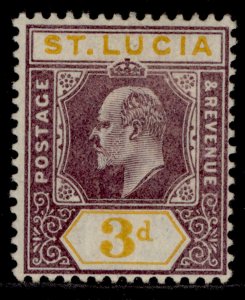 ST. LUCIA EDVII SG61, 3d dull purple & yellow, LH MINT. Cat £11.