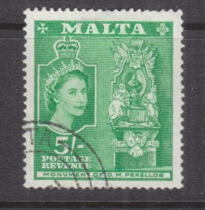 MALTA, 1956 QE, 5s. Green, used.