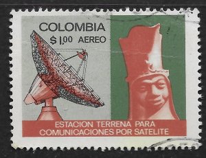 Colombia #C526 1p Radar Station and Pre Columbian Head