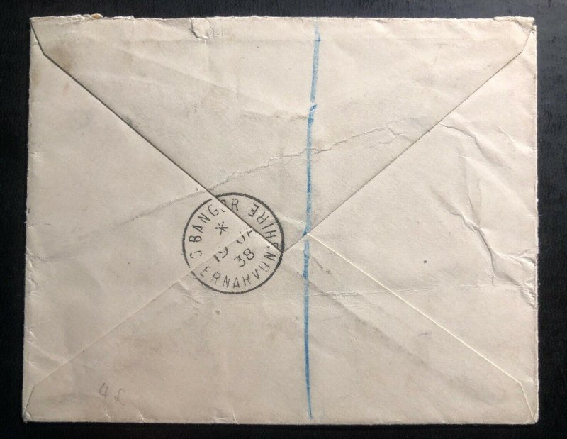 1938 Bangor Scotland England Express Delivery Cover To Sheffield