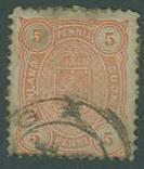 Finland SC# 26 Coat of Arms, 5pen, Perf 12-1/2, canceled