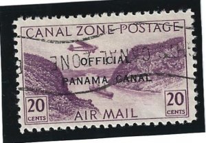 Canal Zone Scott #CO4 CTO Used 20c Official Air Upside Down Cancel