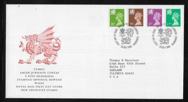 Great Britain Wales WMMH58-WMMH65 1993, 1999 Machin First Day Covers