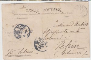CHINA cover postmarked Pekin, 17 Nov 1908 on postcard from Belgium