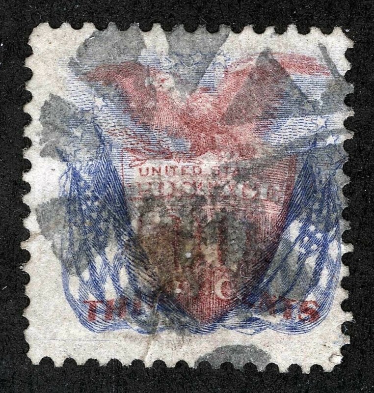 US Sc 121 Ultramarine and Carmine 30¢ Circle of Wedges Cancel