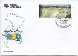 ARGENTINA 2023 200 YEARS OF RELATIONS WITH BRAZIL IGUAZU WATERFALL FLAGS FDC