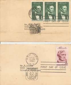Lincoln FDC postcards 1959 #!