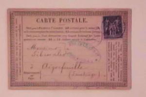 FRANCE   POSTAL CARD FORERUNNER 1878 BORDEAUX B/S