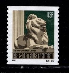 #3447 NY Public Library Lion Coil Pair (2000 Date) PNC Single #S33333 - Used