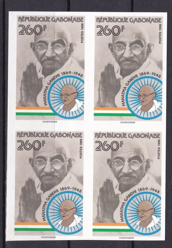 1998 GABON - IMPERF BLOCK 4V - MICHEL Mi 1428 MAHATMA GANDHI - ULTRA RARE - MNH-