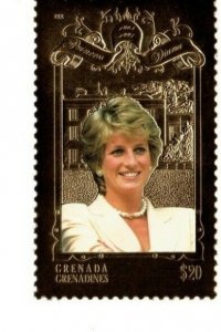 Grenadines 1998  - Princess Diana/Gold - Single Stamp  - MNH