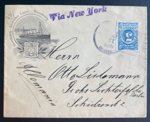 1904 Mexico Hamburg American line Cover To Germany Via New York