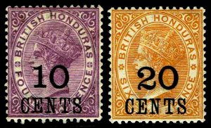 1888-89 British Honduras #30-31 QV Surcharged - OGHR - VF - CV$46.50 (ESP#3206)