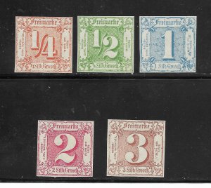 German State Thurn & Taxis #8-12 Official Reprints No Gum as Issued C.V. $32.50