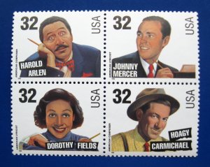 Sc # 3100-3103 (3103a) ~ Block of 4 ~ 32 cent Songwriters Issue