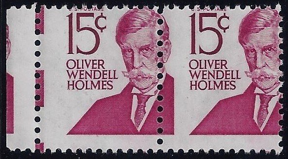 1288 - 15c 2way Misperf Error / EFO Cross Gutter Pair Oliver Wendell Holmes MNH