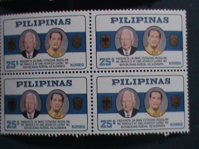 ​PHILIPPINES-1965-SC#919-21-VISIT- PRESIDENT HEINRICH LUBKE-GERMANY-MNH BLOCK