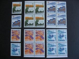 Canada landscape definitives Sc 594-7 ex Bileski MNH winnipeg tagged blocks,sngl