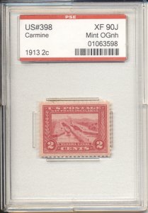 US 398 2c Panama Pacific Expo 1913 Panama Canal perf 12 PSE slabbed grade 90J NH