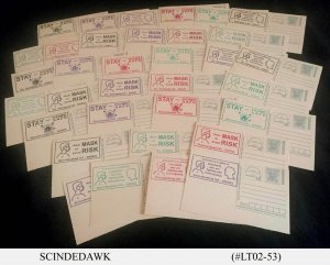 INDIA PANDEMIC 36 POSTCARDS IN 3 DIFF. CANCL. X 3 POST OFFICE X 4 DIFF. COLOR