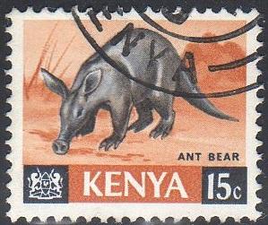 Kenya 22 - Used - 15c Aardvark (Ant Bear) (1966) (4)