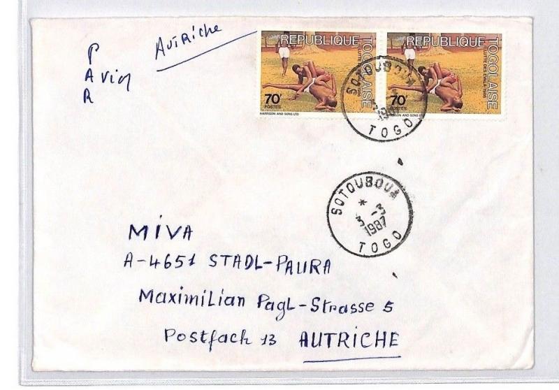 CA191 1987 Togo EAA EXPRESS Airmail Cover MISSIONARY VEHICLES PTS 