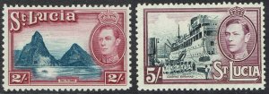 ST LUCIA 1938 KGVI PICTORIAL 2/- AND 5/- MNH **