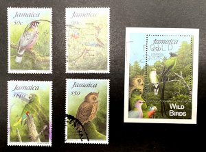 Jamaica: 1996 Jamaican Wild Birds, Good Used set, includes M/Sheet