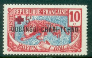 Ubangi-Shari 1915-16 Middle Congo Leopard Opt OUBANGI-CHARI-TCHAD 10c Red Cro...