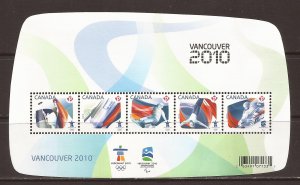 2009 Canada - Sc 2299f - MNH VF - Mini Sheet - Olympic Events - Overprint