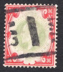 Great Britain  #138  1902  used Edward VII  1s dull green and red