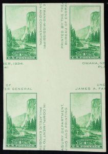 U.S. Unused Stamp Scott #769a 1c Yosemite Block w/ Crossed Gutters, Superb. NGAI