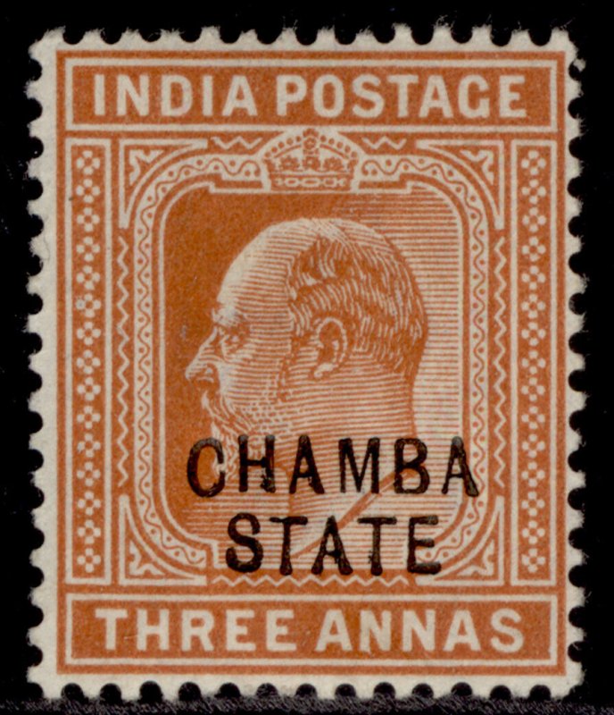 INDIAN STATES - Chamba EDVII SG34, 3a orange-brown, LH MINT.