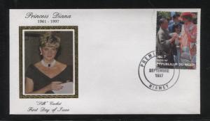 STAMP STATION PERTH Niger #944-5 CTO FDC Princess Diana Silk Cachet