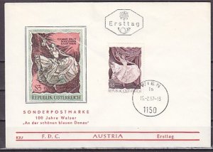 Austria, Scott cat. 786. Blue Danube Waltz issue. First day cover.