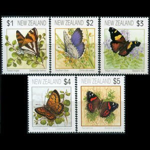 NEW ZEALAND 1991 - Scott# 1075-9 Butterflies Set of 5 LH