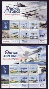 Isle of Man-Sc#1242a,45a-two Unused NH sheets-Planes-RAF-2008-