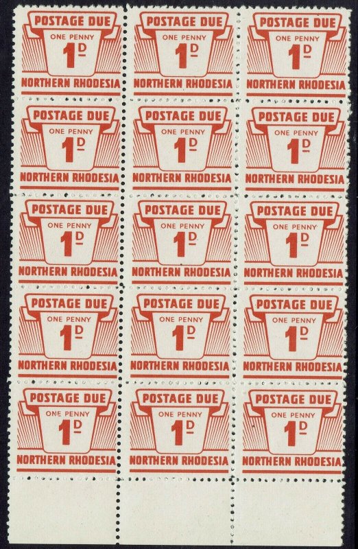 NORTHERN RHODESIA 1963 POSTAGE DUE 1D MNH ** BLOCK