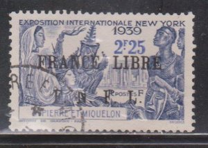 ST PIERRE & MIQUELON Scott # 257 Used  1 - With France Libre FNFL Overprint