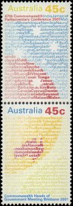 Australia #1995a, Complete Set, Pair, Vertical, 2001, Never Hinged