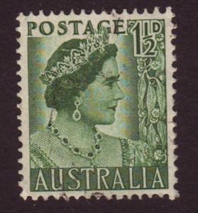 Australia 1950 Sc#230, SG#236 1-1/2d Green KGVI, Queens, USED